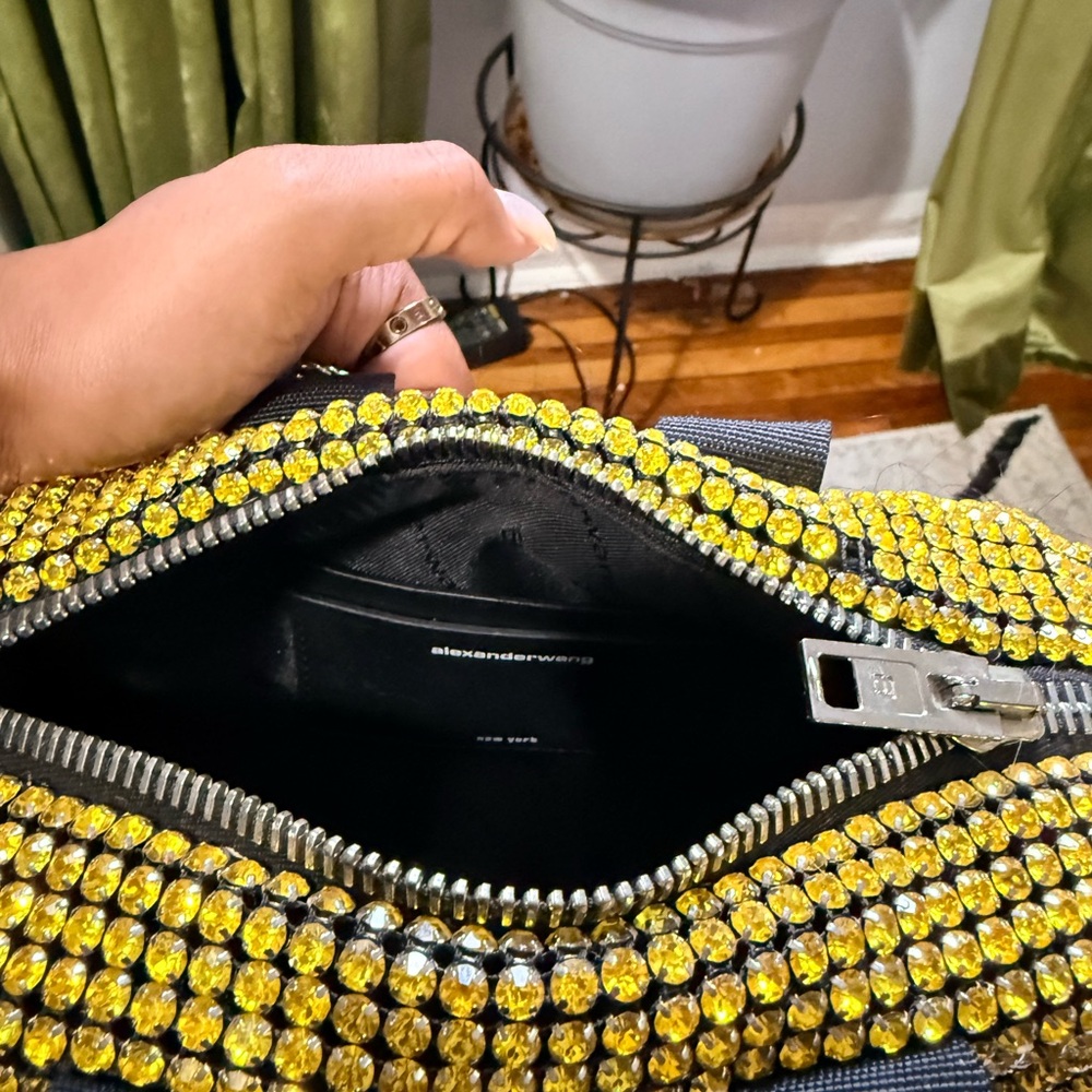 Alexander Wang Black and Yellow Crystal Shoulder Bag